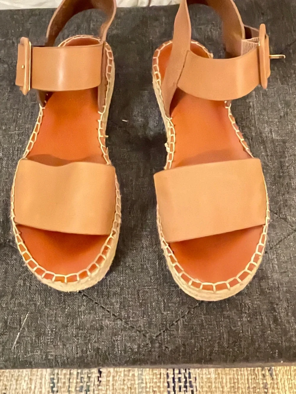 Gianni Bini Cognac Leather Espadrille Sandals
